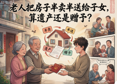 老人把房子半卖半送给子女，算遗产还是赠与？