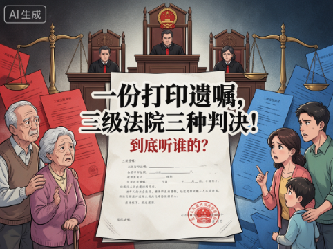 一份打印遗嘱，三级法院三种判决！到底听谁的？